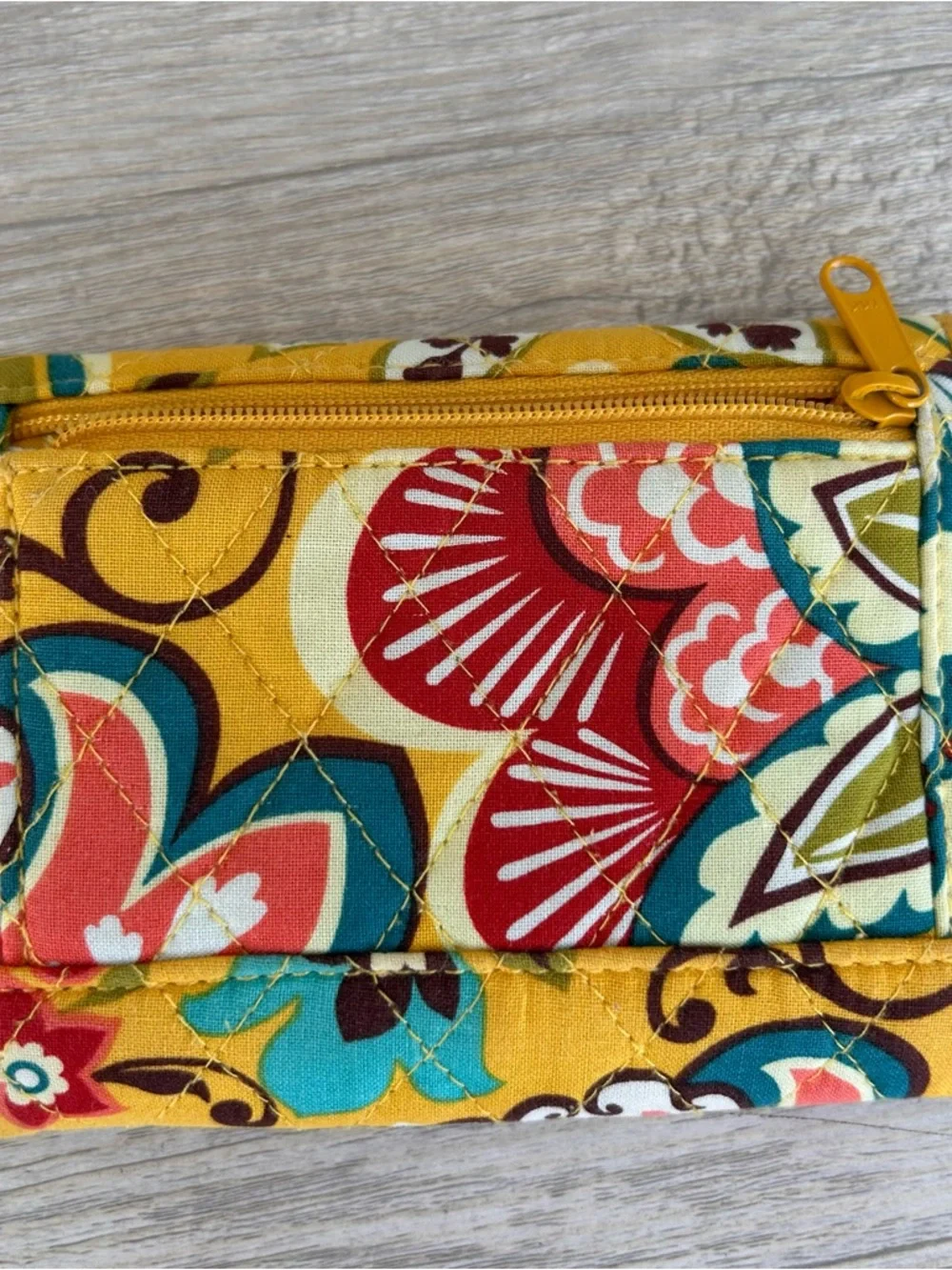 Vera Bradley Wallet Provencal Yellow Paisley Floral Wallet Spring Trifold - Picture 1 of 8